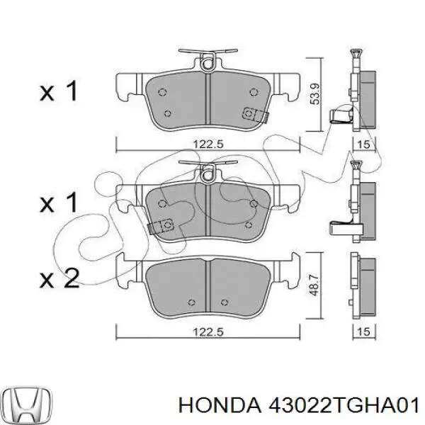 43022TGHA01 Honda pastillas de freno traseras