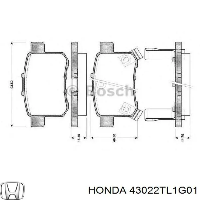 Comprar 43022TL1G01 Honda Pastillas de freno traseras