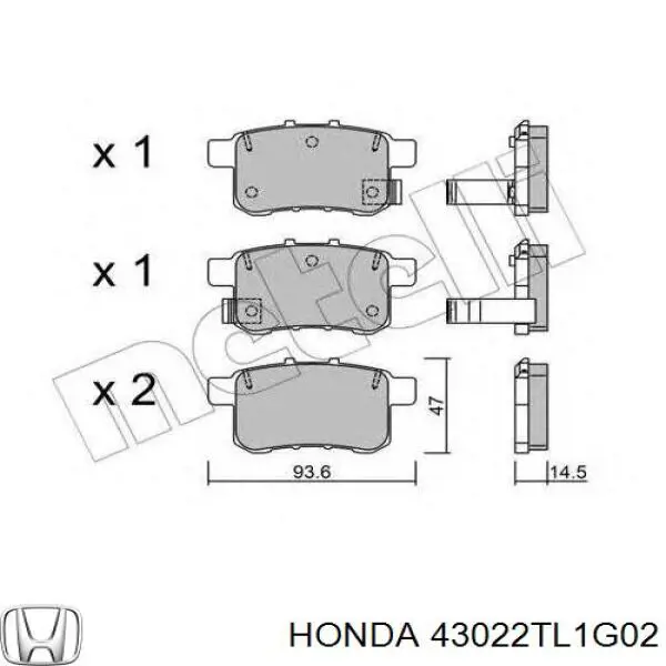 43022TL1G02 Honda pastillas de freno traseras