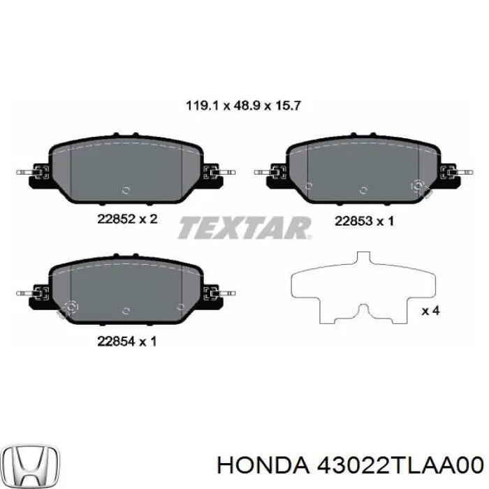 Pastillas de freno traseras Honda CR-V RW, RT
