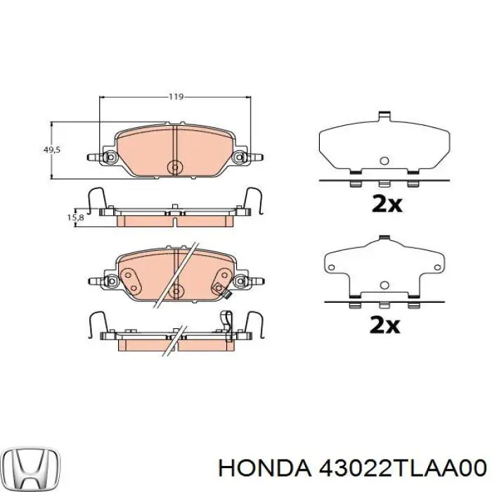 Comprar 43022TLAA00 Honda Pastillas de freno traseras