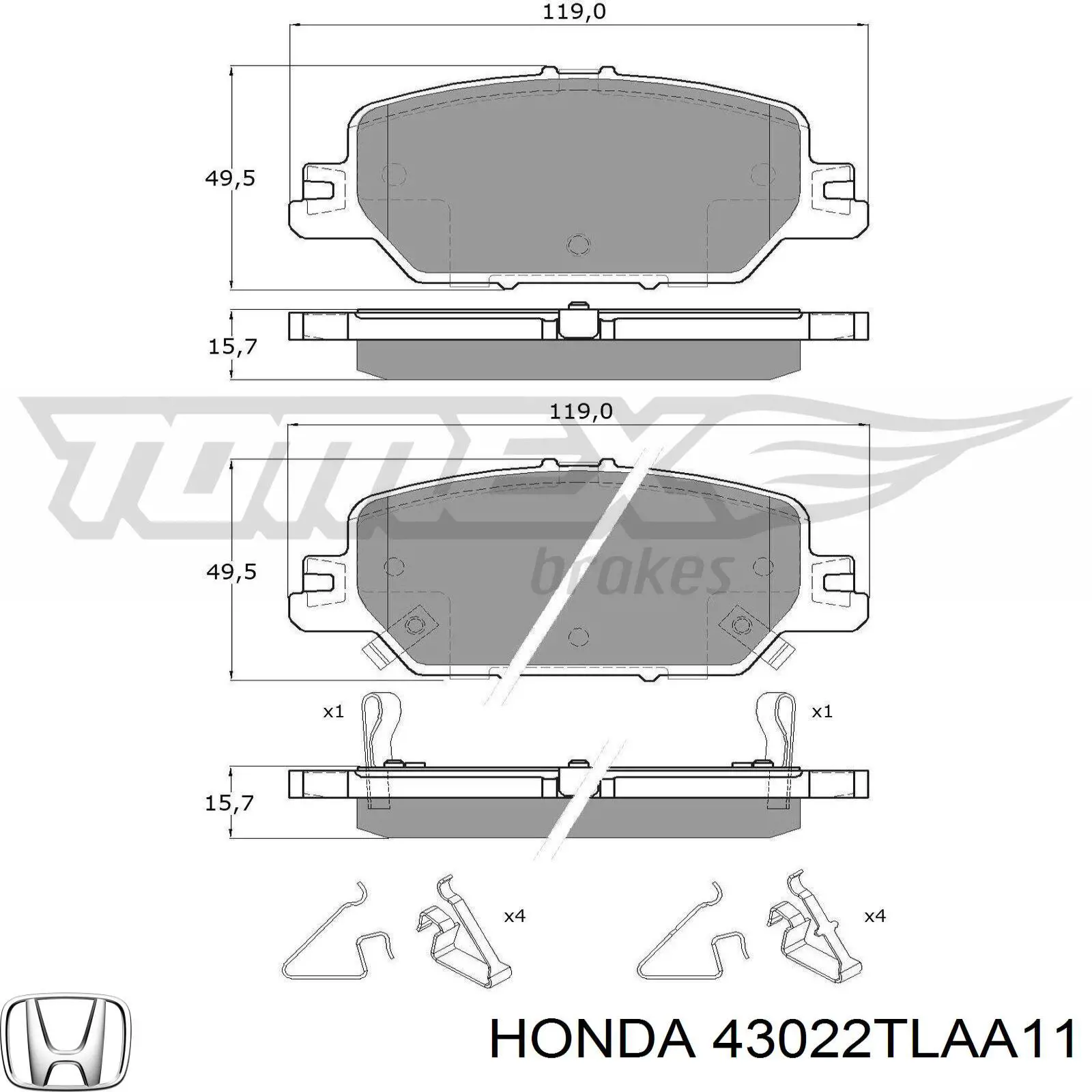 Comprar 43022TLAA11 Honda Pastillas de freno traseras