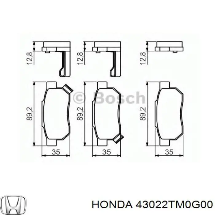 43022TM0G00 Honda pastillas de freno traseras