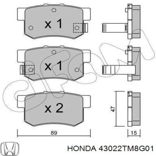 43022-TM8-G01 Honda pastillas de freno traseras