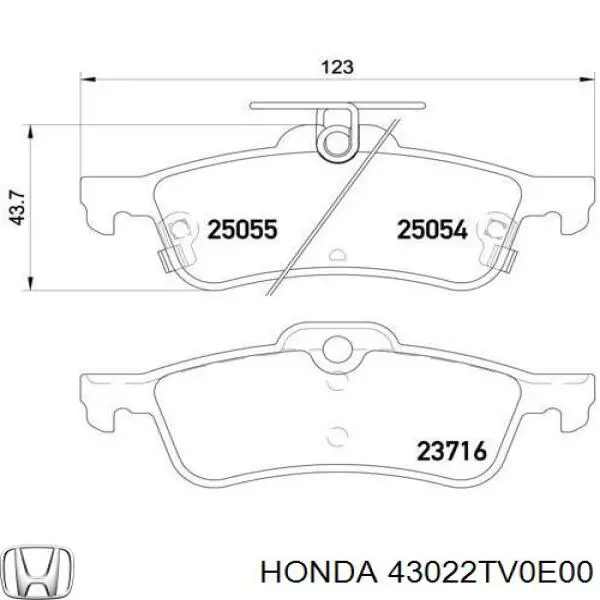 43022TV0E00 Honda Pastillas freno traseras