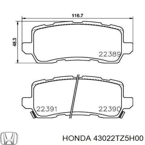 43022TZ5H00 Honda pastillas de freno traseras