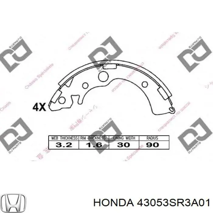 Zapatas de frenos de tambor traseras para Honda Civic (AL, AJ, AG, AH)