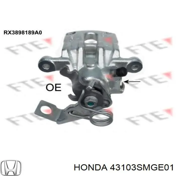 43103SMGE01 Honda pinza de freno trasera izquierda