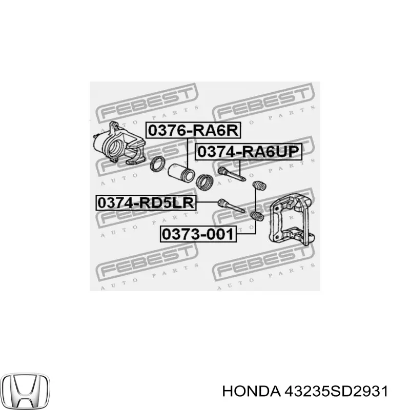 Pasador guía, pinza del freno trasera, superior para Honda Civic (EJ)