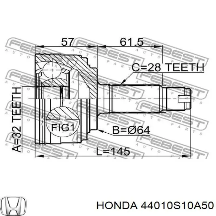 BB1140 Posterparts árbol de transmisión delantero derecho