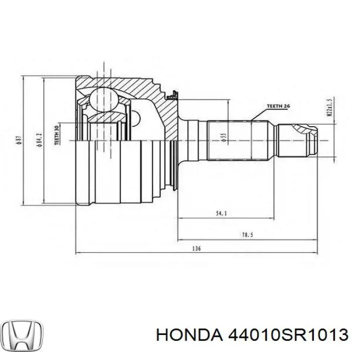 44010SR1013 Honda árbol de transmisión delantero derecho