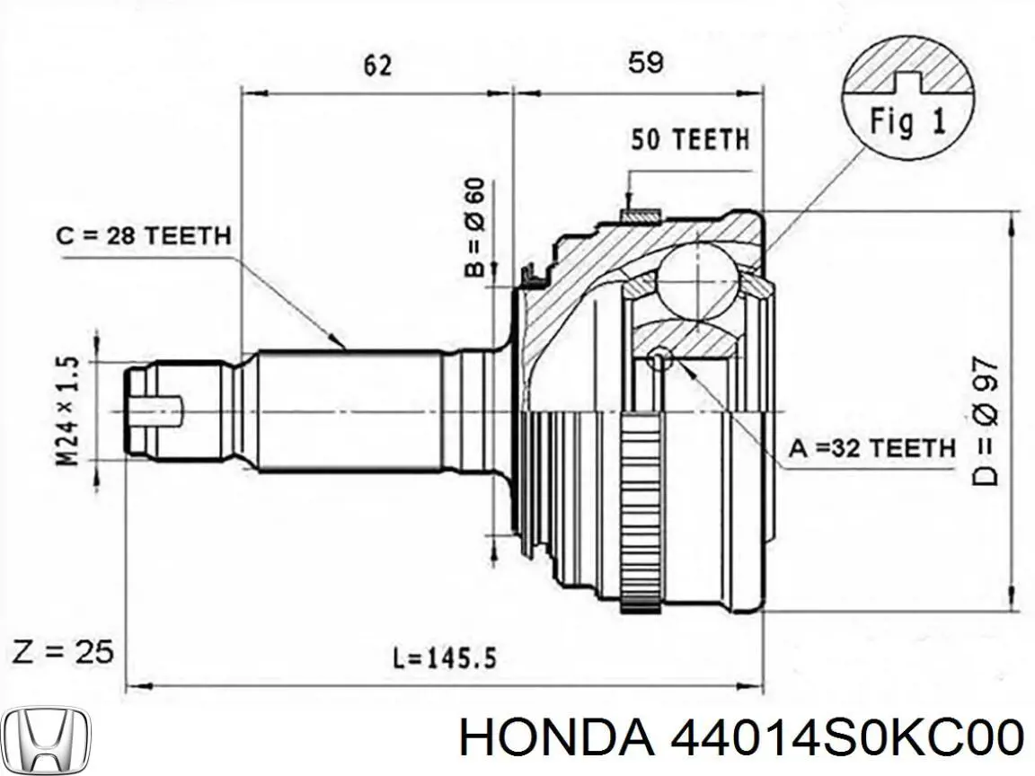 44014S0KC00 Honda junta homocinética exterior delantera