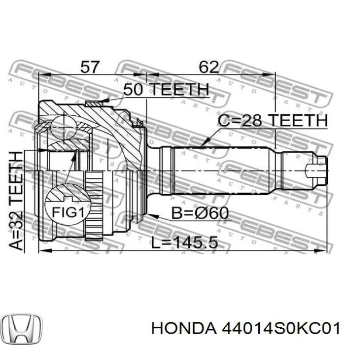 44014S0KC01 Honda junta homocinética exterior delantera