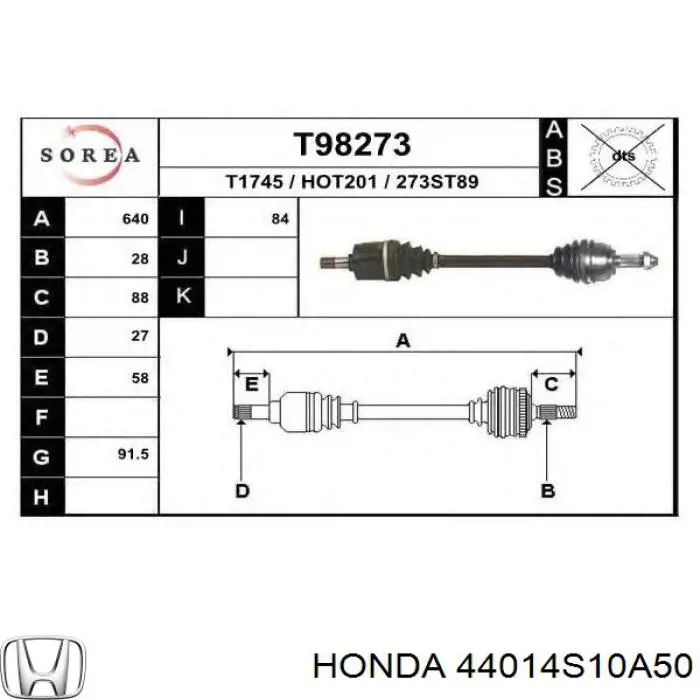 Comprar 44014S10A50 Honda Junta homocinetica