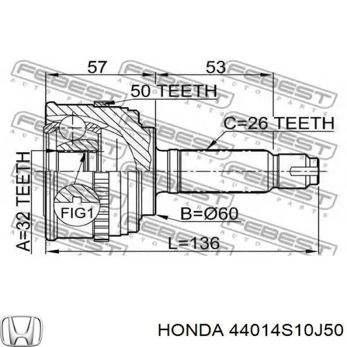 44014S10J50 Honda junta homocinética exterior delantera