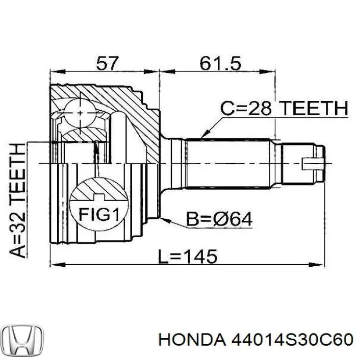 Junta homocinética exterior delantera Honda 44014S30C60 precio, desde 47,32 EUR