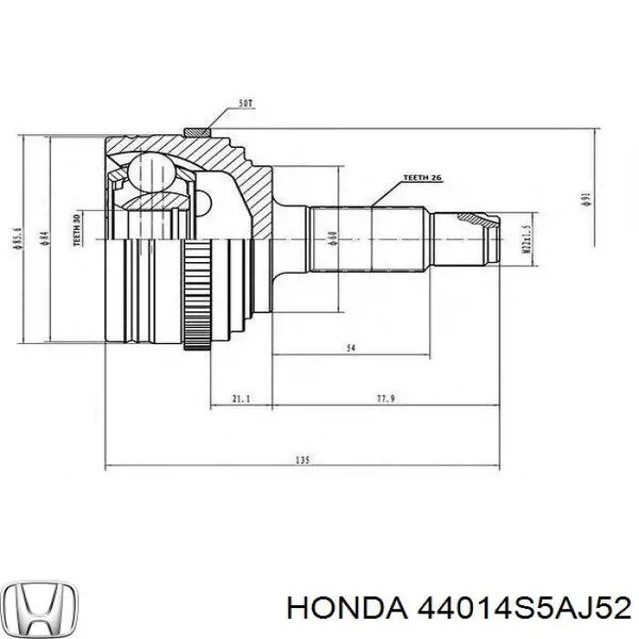 44014S5AJ52 Honda junta homocinética exterior delantera