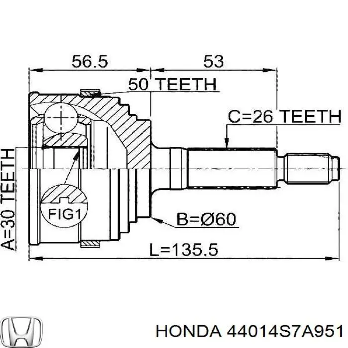 44014S7A951 Honda junta homocinética exterior delantera