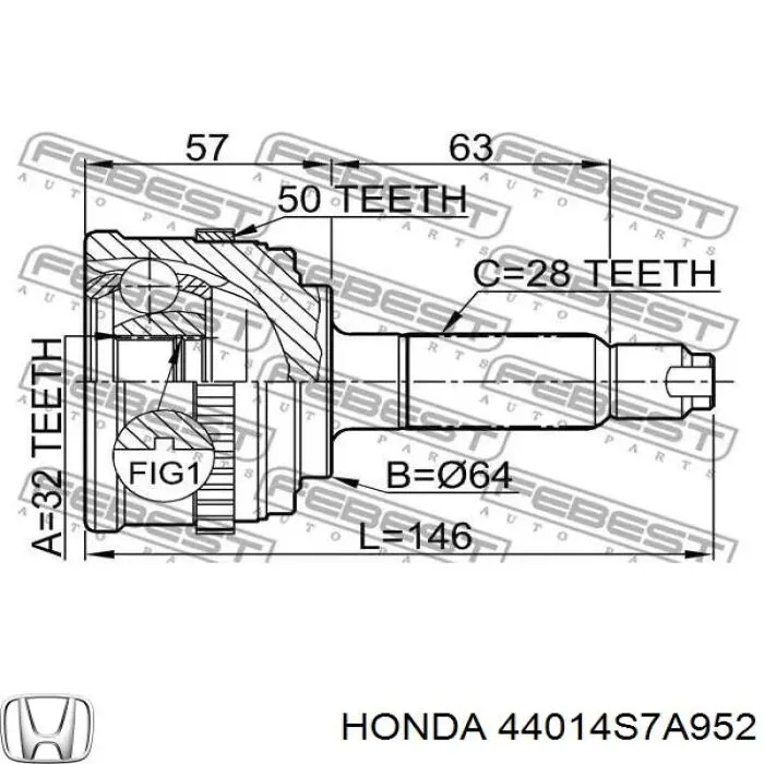 44014S7A952 Honda junta homocinética exterior delantera