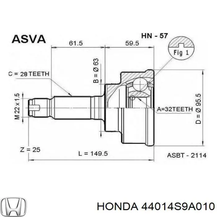 44014S9A010 Honda Junta homocinética