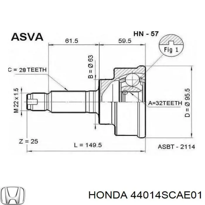 44014SCAE01 Honda Junta homocinética