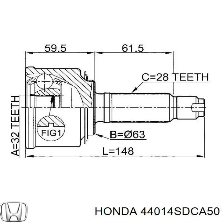 Junta homocinetica 44014SDCA50 Honda