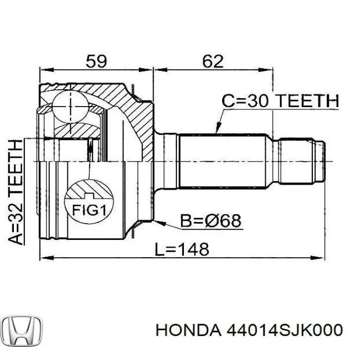 44014SJK000 Honda junta homocinética exterior delantera