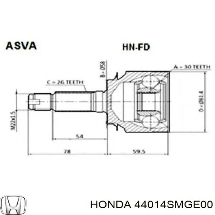 44014SMGE00 Honda junta homocinética exterior delantera