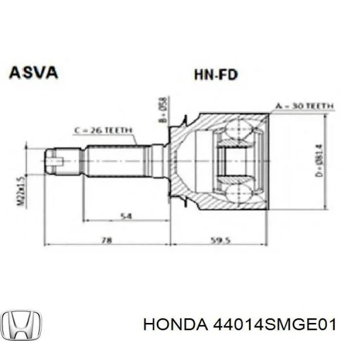 Junta homocinética exterior delantera Honda Civic 8 FD, FA