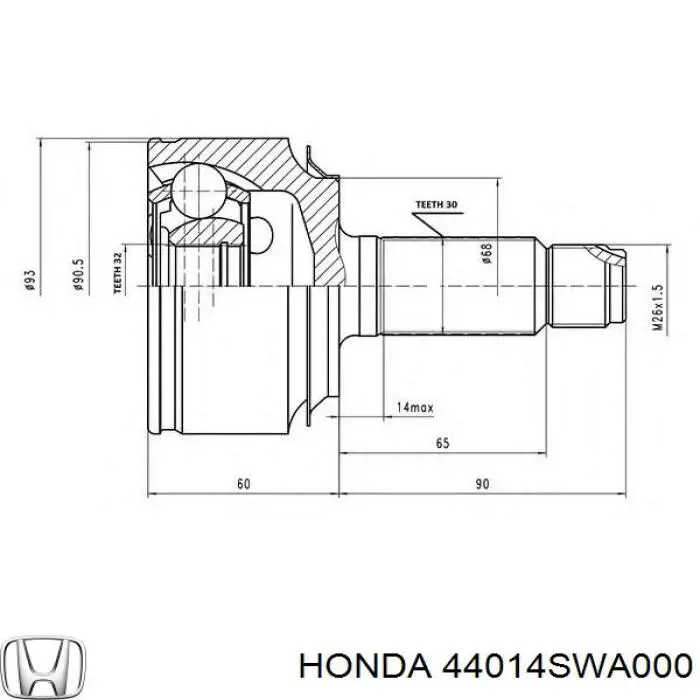 44014SWA000 Honda junta homocinética exterior delantera