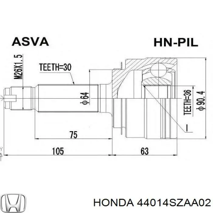 44014SZAA02 Honda junta homocinética exterior delantera