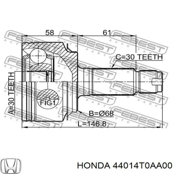 Junta homocinética exterior delantera Honda 44014T0AA00 precio, desde 121,00 EUR