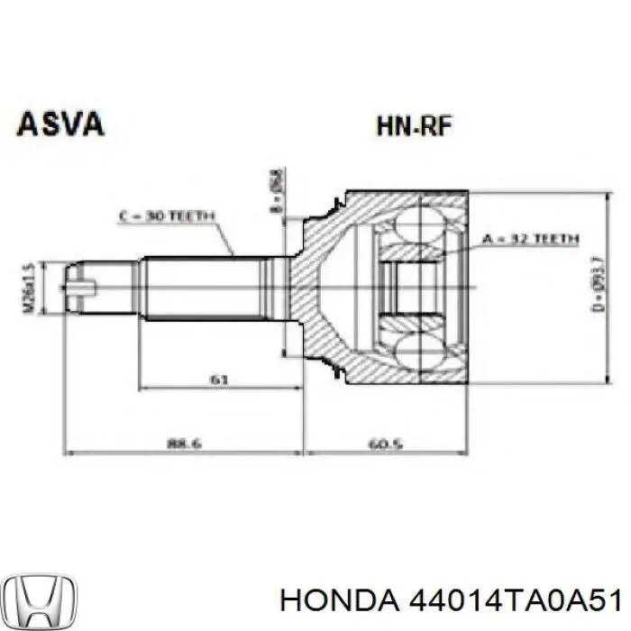 Junta homocinetica 44014TA0A51 Honda