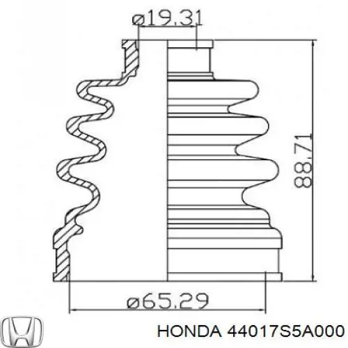 Fuelle de semieje delantero interior 44017S5A000 Honda