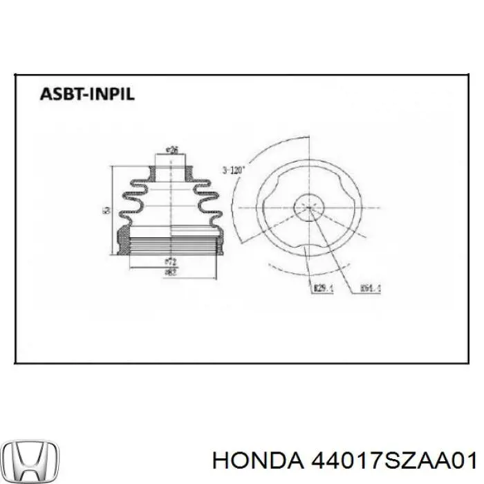 44017SZAA01 Honda fuelle, árbol de transmisión delantero interior