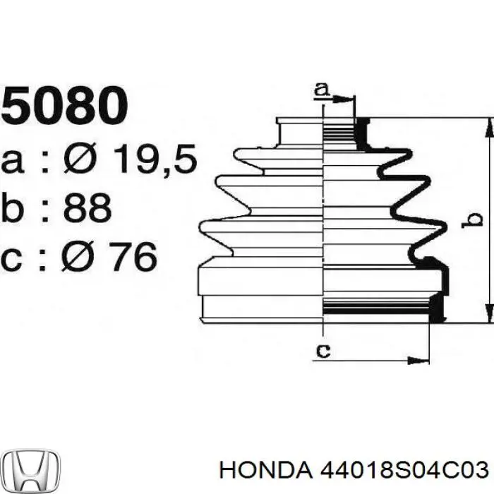 Fuelle de palier delantero exterior 44018S04C03 Honda