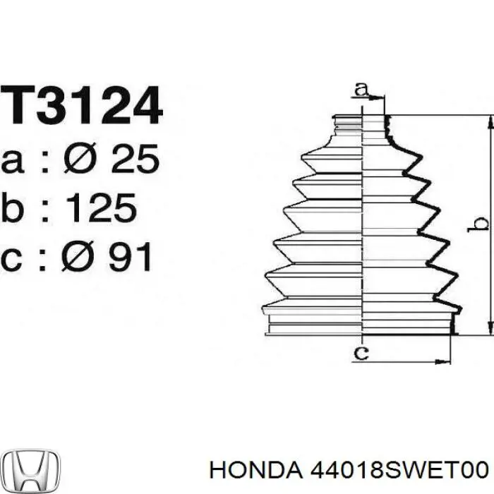 44018SWET00 Honda fuelle, árbol de transmisión delantero exterior