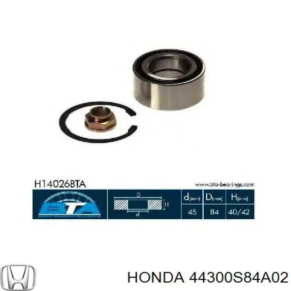 44300S84A02 Honda cojinete de rueda delantero