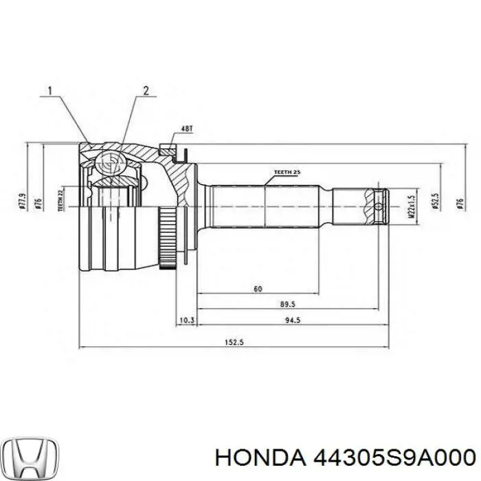 44305S9A000 Honda árbol de transmisión delantero derecho