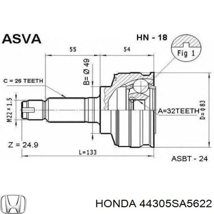 44305SEO923 Honda junta homocinética exterior delantera