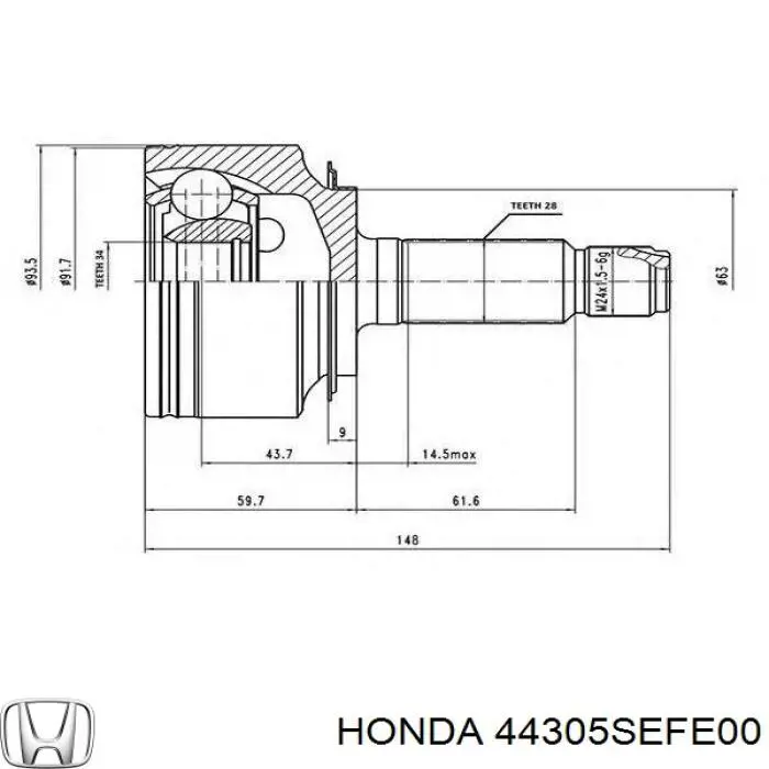 Semieje delantero derecho Honda 44305SEFE00 precio, desde 95,83 EUR