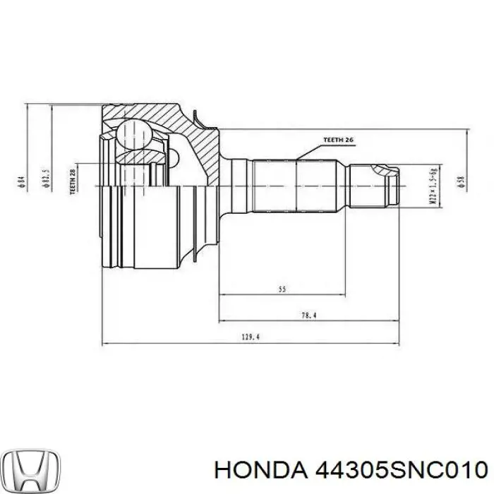 44305SNC000 Honda árbol de transmisión delantero derecho