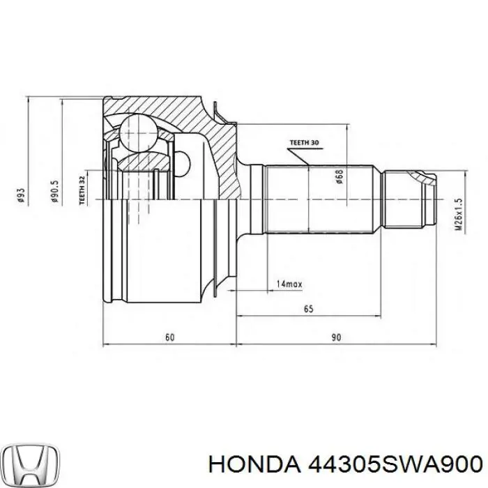 Árbol de transmisión delantero derecho para Honda CR-V (RE)