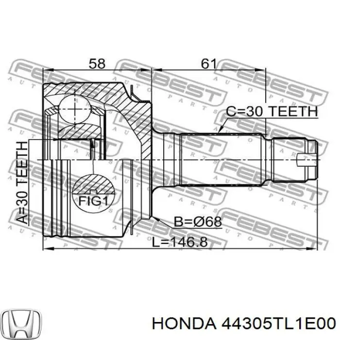 44305TL1E00 Posterparts árbol de transmisión delantero derecho