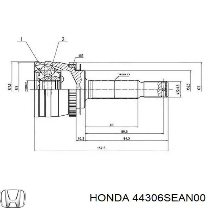 44306SEAN00 Honda árbol de transmisión delantero izquierdo