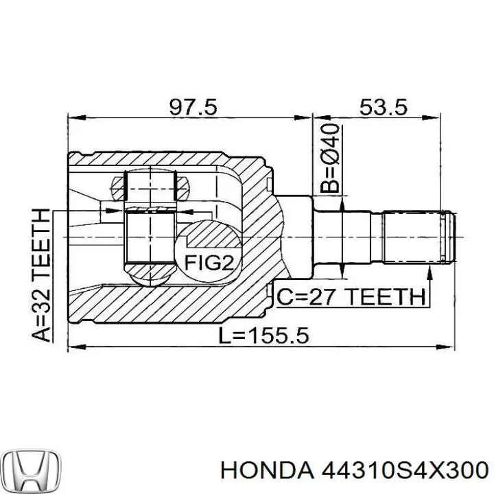 44310S4X300 Honda junta homocinética interior delantera izquierda
