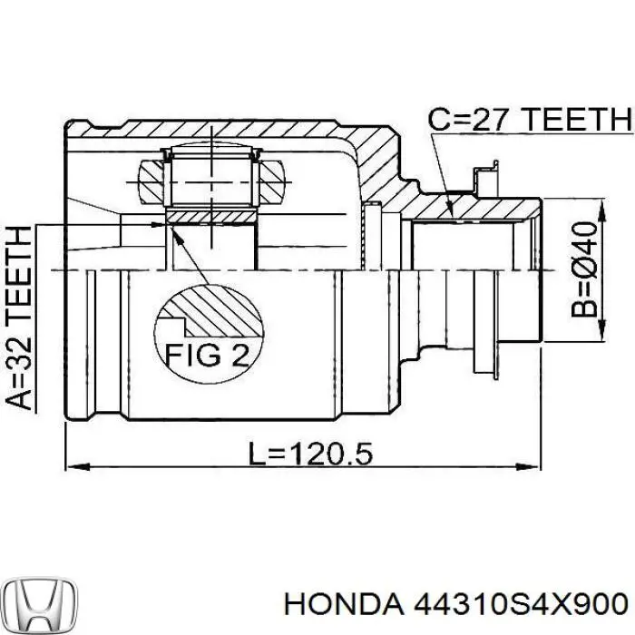 44310S4X900 Honda junta homocinética interior delantera derecha