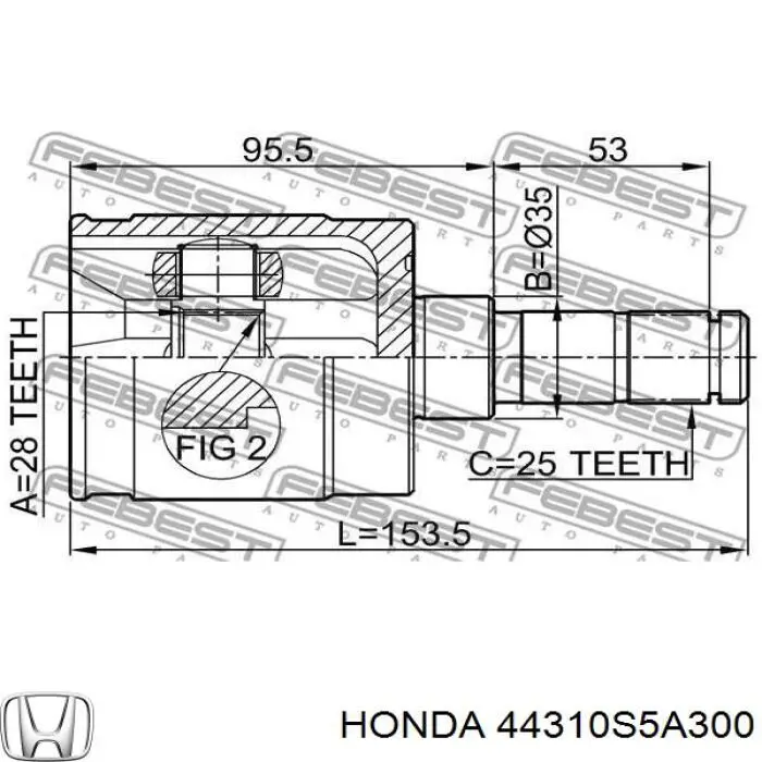 Junta homocinética interior delantera derecha para Honda Jazz (GD)