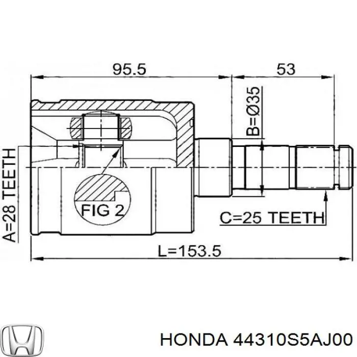 Comprar 44310S5AJ00 Honda Junta homocinética interna delantera izquierda