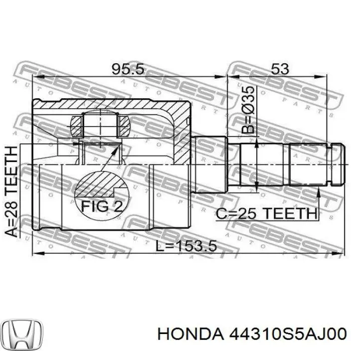 Comprar 44310S5AJ00 Honda Junta homocinética interna delantera izquierda